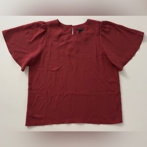 Ann Taylor Rust Red Puff Sleeve Blouse